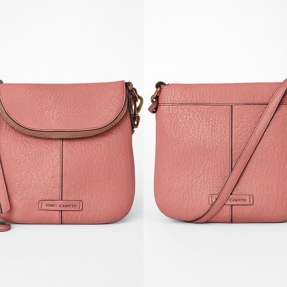 Vince Camuto Cory Crossbody Bag NWT | Cherry Blossom Pink Lamb Leather Purse - Picture 1 of 15